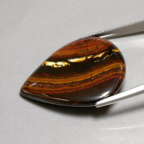 Tiger's eye matrix multicolore naturelle en forme de poire, 37,44 ct, opaque