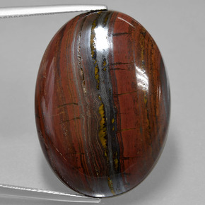 Oeil de Tigre Matrice Multicolore naturelle Coupe ovale, 49.03 ct, Opaque