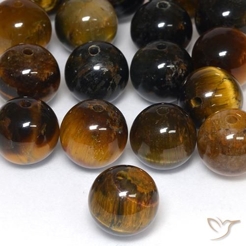 Oeil de Tigre Matrice Brun moyen-léger naturelle Sphère / Boule, 7.71 ct, Opaque