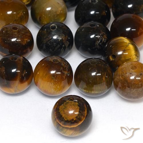 Oeil de Tigre Matrice Brun moyen-léger naturelle Sphère / Boule, 7.71 ct, Opaque