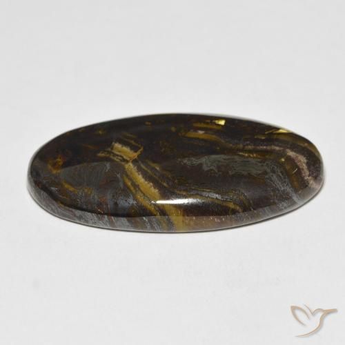 Oeil de Tigre Matrice Multicolore naturelle ovale, 45.45 ct, Opaque