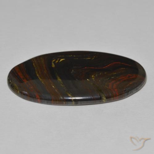 Oeil de Tigre Matrice Multicolore naturelle ovale, 42.75 ct, Opaque