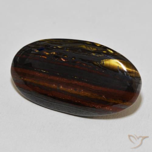 Oeil de Tigre Matrice Multicolore naturelle ovale, 23.48 ct, Opaque