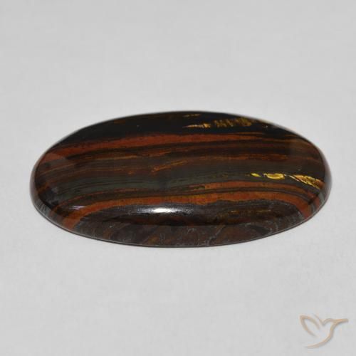 Oeil de Tigre Matrice Multicolore naturelle ovale, 39.40 ct, Opaque