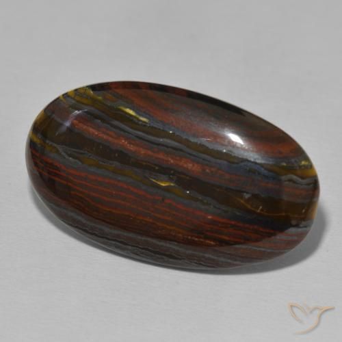 Oeil de Tigre Matrice Multicolore naturelle ovale, 34.30 ct, Opaque