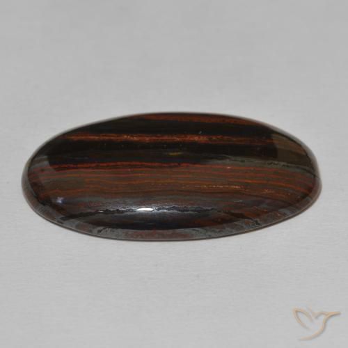 Oeil de Tigre Matrice Multicolore naturelle ovale, 34.30 ct, Opaque