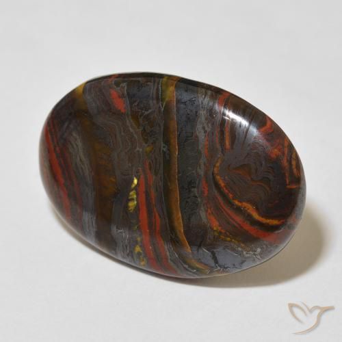 Oeil de Tigre Matrice Multicolore naturelle ovale, 27.96 ct, Opaque