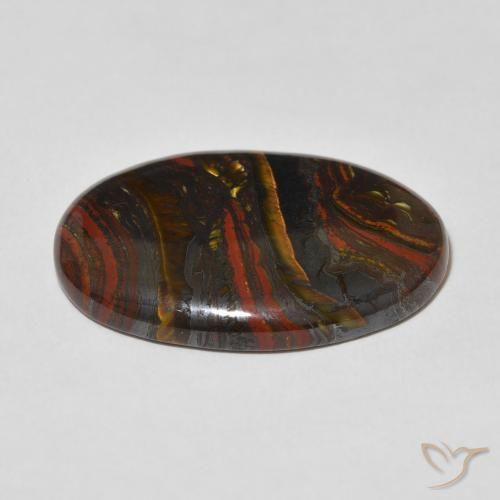 Oeil de Tigre Matrice Multicolore naturelle ovale, 27.96 ct, Opaque
