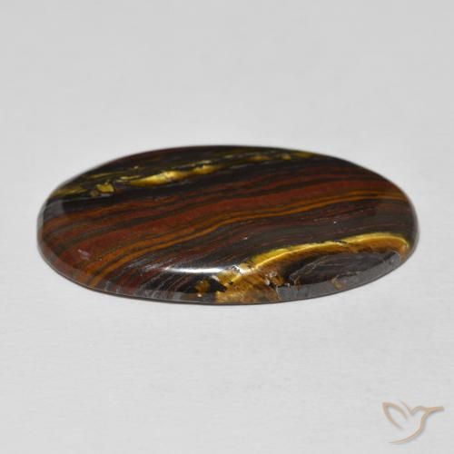 Oeil de Tigre Matrice Multicolore naturelle ovale, 32.51 ct, Opaque