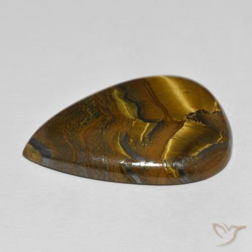 Oeil de Tigre Matrice Multicolore naturelle En forme de poire, 56.27 ct, Opaque