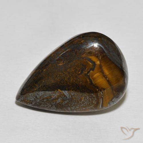 Oeil de Tigre Matrice Multicolore naturelle En forme de poire, 30.06 ct, Opaque