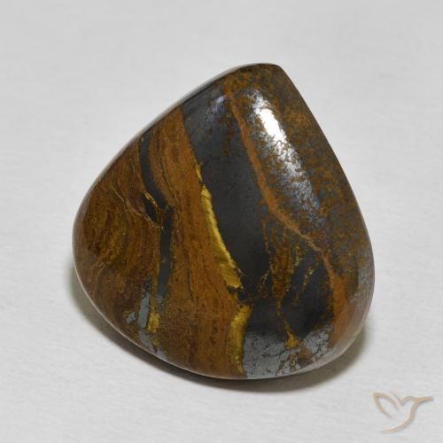 Oeil de Tigre Matrice Multicolore naturelle En forme de poire, 23.86 ct, Opaque