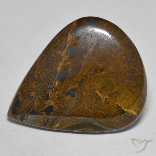 Oeil de Tigre Matrice Brun cèdre naturelle En forme de poire, 31.52 ct, Opaque