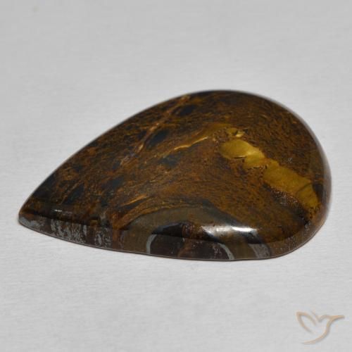 Oeil de Tigre Matrice Brun cèdre naturelle En forme de poire, 31.52 ct, Opaque