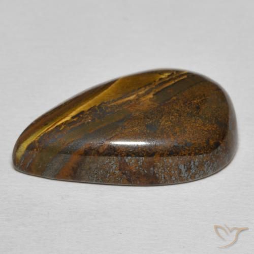 Oeil de Tigre Matrice Brun moyen naturelle En forme de poire, 21.26 ct, Opaque