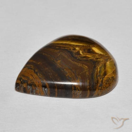 Oeil de Tigre Matrice Brun cèdre naturelle En forme de poire, 24.22 ct, Opaque