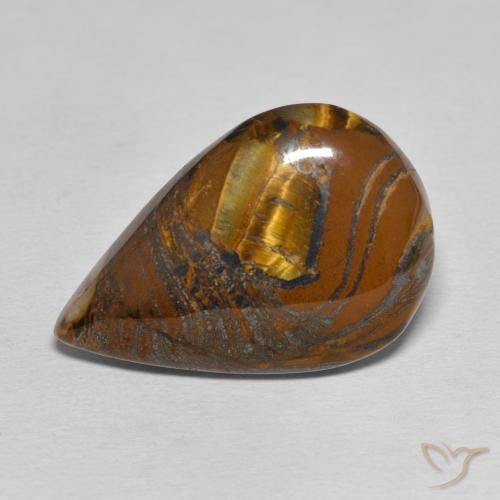 28.22ct Naturel Brun moyen Oeil de Tigre Matrice, En forme de poire, Opaque