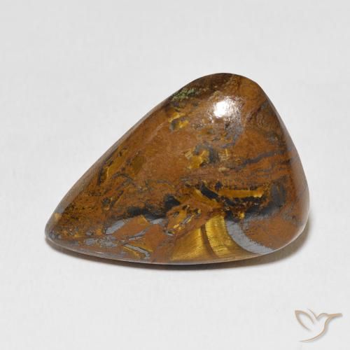Oeil de Tigre Matrice Marron chaud naturelle En forme de poire, 31.33 ct, Opaque