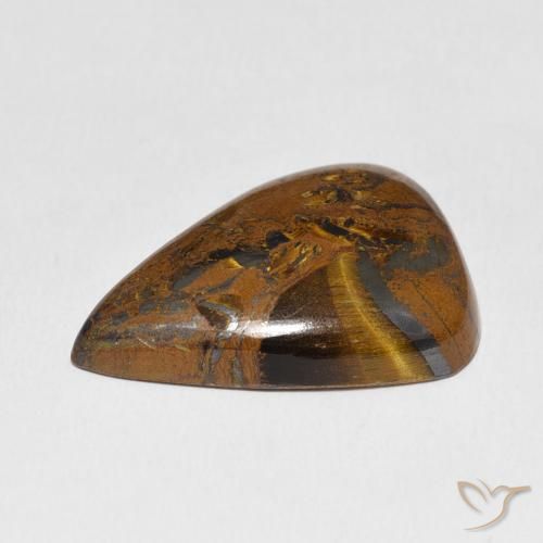 Oeil de Tigre Matrice Marron chaud naturelle En forme de poire, 31.33 ct, Opaque