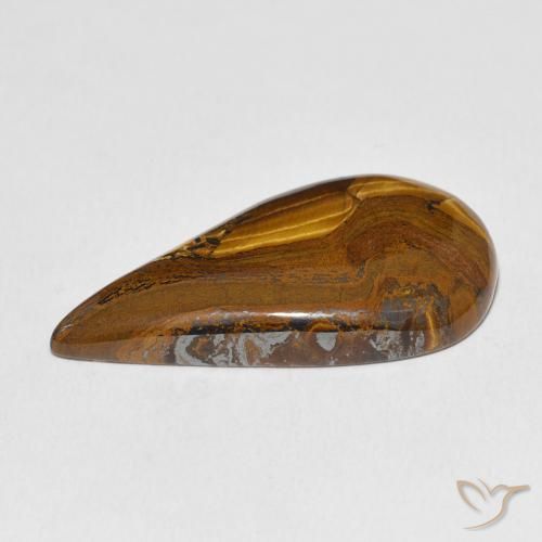 Oeil de Tigre Matrice Marron chaud naturelle En forme de poire, 27.79 ct, Opaque