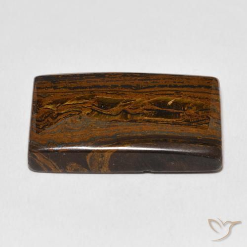 Oeil de Tigre Matrice Brun doré naturelle Baquette, 50.36 ct, Opaque