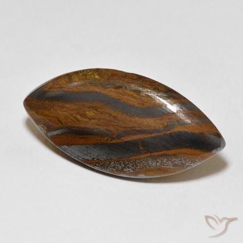 Oeil de Tigre Matrice Marron jaunâtre naturelle Marquise, 58.70 ct, Opaque