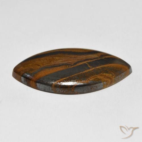 Oeil de Tigre Matrice Marron jaunâtre naturelle Marquise, 58.70 ct, Opaque
