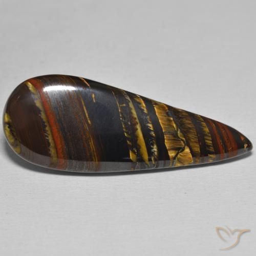 Oeil de Tigre Matrice Multicolore naturelle En forme de poire, 25.73 ct, Opaque