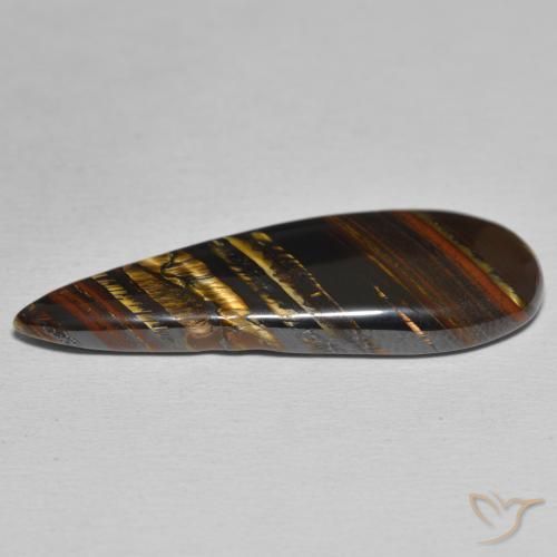 Oeil de Tigre Matrice Multicolore naturelle En forme de poire, 25.73 ct, Opaque