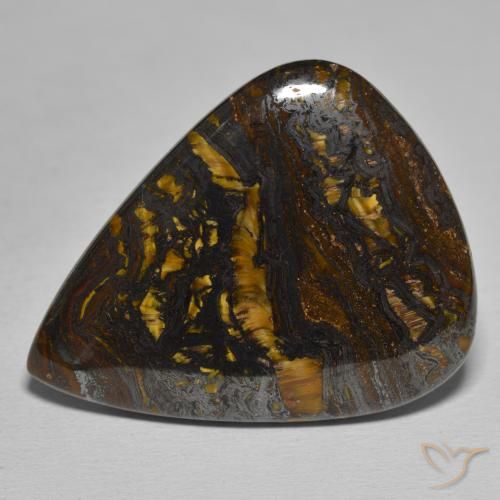 48.89ct Naturel Multicolore Oeil de Tigre Matrice, En forme de poire, Opaque