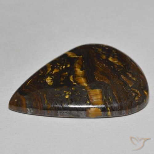 Oeil de Tigre Matrice Multicolore naturelle En forme de poire, 48.89 ct, Opaque