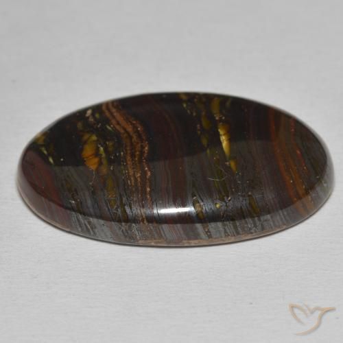 Oeil de Tigre Matrice Multicolore naturelle ovale, 35.34 ct, Opaque
