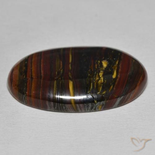 Oeil de Tigre Matrice Multicolore naturelle ovale, 27.99 ct, Opaque