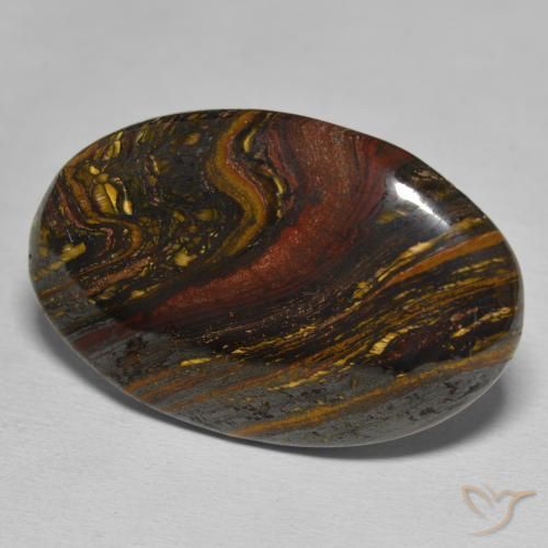 Oeil de Tigre Matrice Multicolore naturelle ovale, 39.36 ct, Opaque