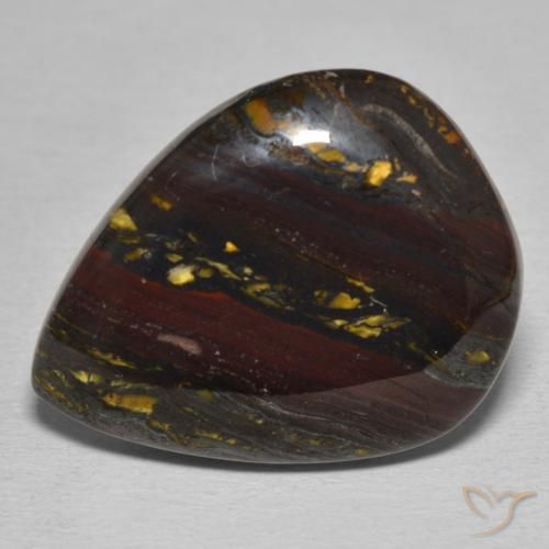 Oeil de Tigre Matrice Multicolore naturelle En forme de poire, 22.84 ct, Opaque