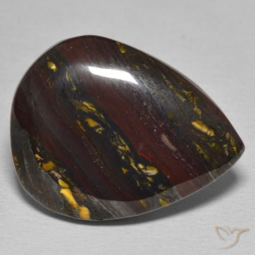 Oeil de Tigre Matrice Multicolore naturelle En forme de poire, 22.84 ct, Opaque