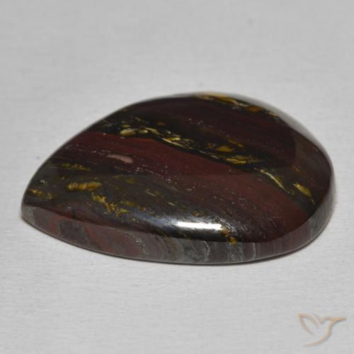 Oeil de Tigre Matrice Multicolore naturelle En forme de poire, 22.84 ct, Opaque