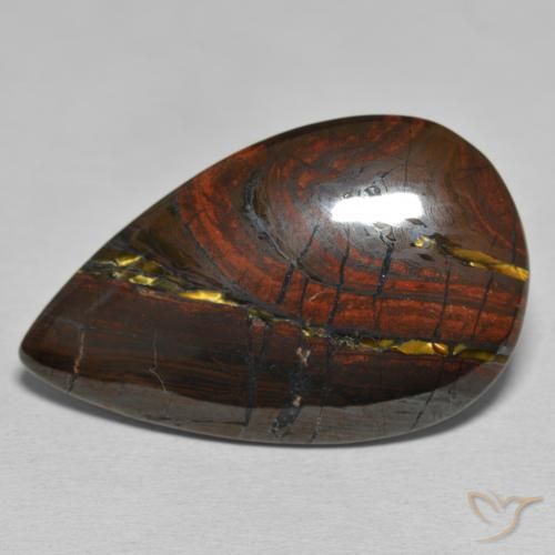 33.40ct Naturel Multicolore Oeil de Tigre Matrice, En forme de poire, Opaque