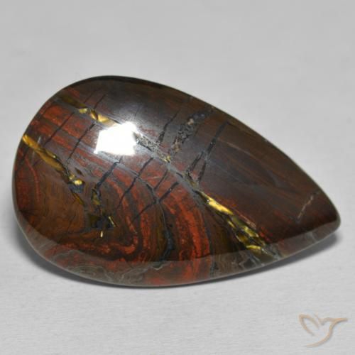 Oeil de Tigre Matrice Multicolore naturelle En forme de poire, 33.40 ct, Opaque