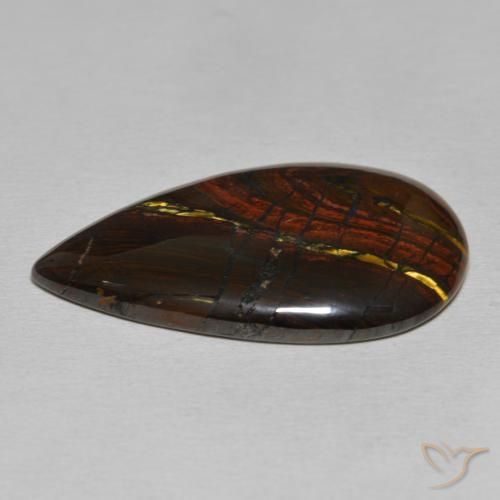 Oeil de Tigre Matrice Multicolore naturelle En forme de poire, 33.40 ct, Opaque