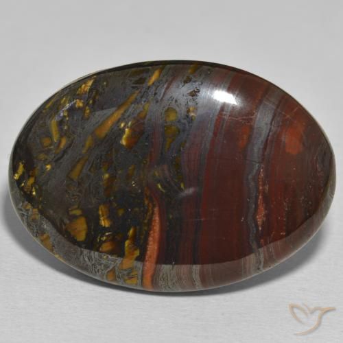 Oeil de Tigre Matrice Multicolore naturelle ovale, 51.17 ct, Opaque