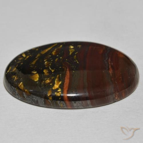 Oeil de Tigre Matrice Multicolore naturelle ovale, 51.17 ct, Opaque