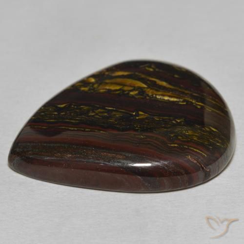 Oeil de Tigre Matrice Multicolore naturelle En forme de poire, 46.28 ct, Opaque