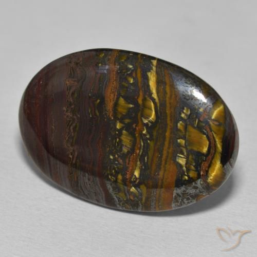 Oeil de Tigre Matrice Multicolore naturelle ovale, 28.54 ct, Opaque