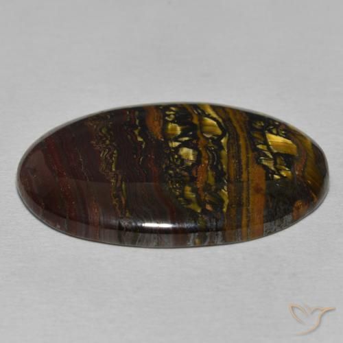 Oeil de Tigre Matrice Multicolore naturelle ovale, 28.54 ct, Opaque