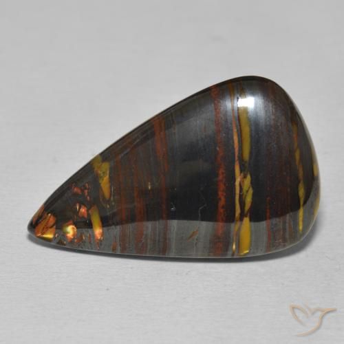 25.45ct Naturel Multicolore Oeil de Tigre Matrice, En forme de poire, Opaque