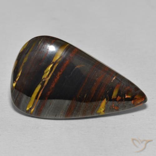 Oeil de Tigre Matrice Multicolore naturelle En forme de poire, 25.45 ct, Opaque