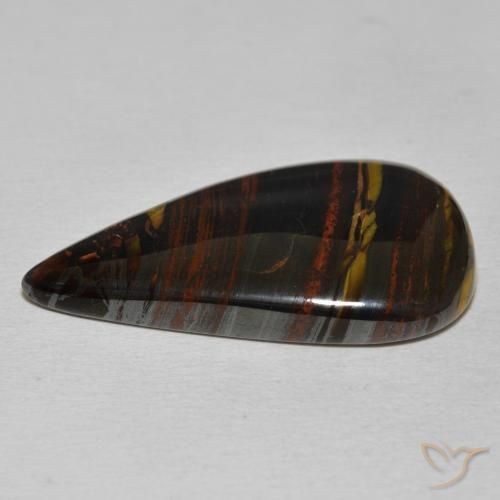 Oeil de Tigre Matrice Multicolore naturelle En forme de poire, 25.45 ct, Opaque
