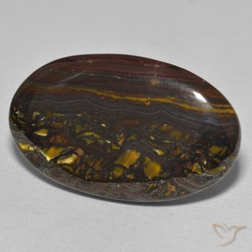 Oeil de Tigre Matrice Multicolore naturelle ovale, 46.05 ct, Opaque