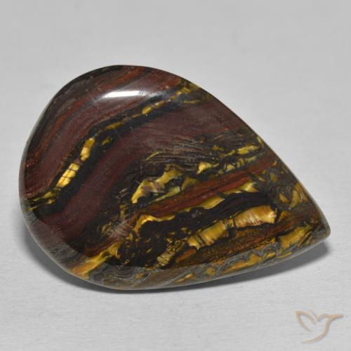Oeil de Tigre Matrice Multicolore naturelle En forme de poire, 39.37 ct, Opaque
